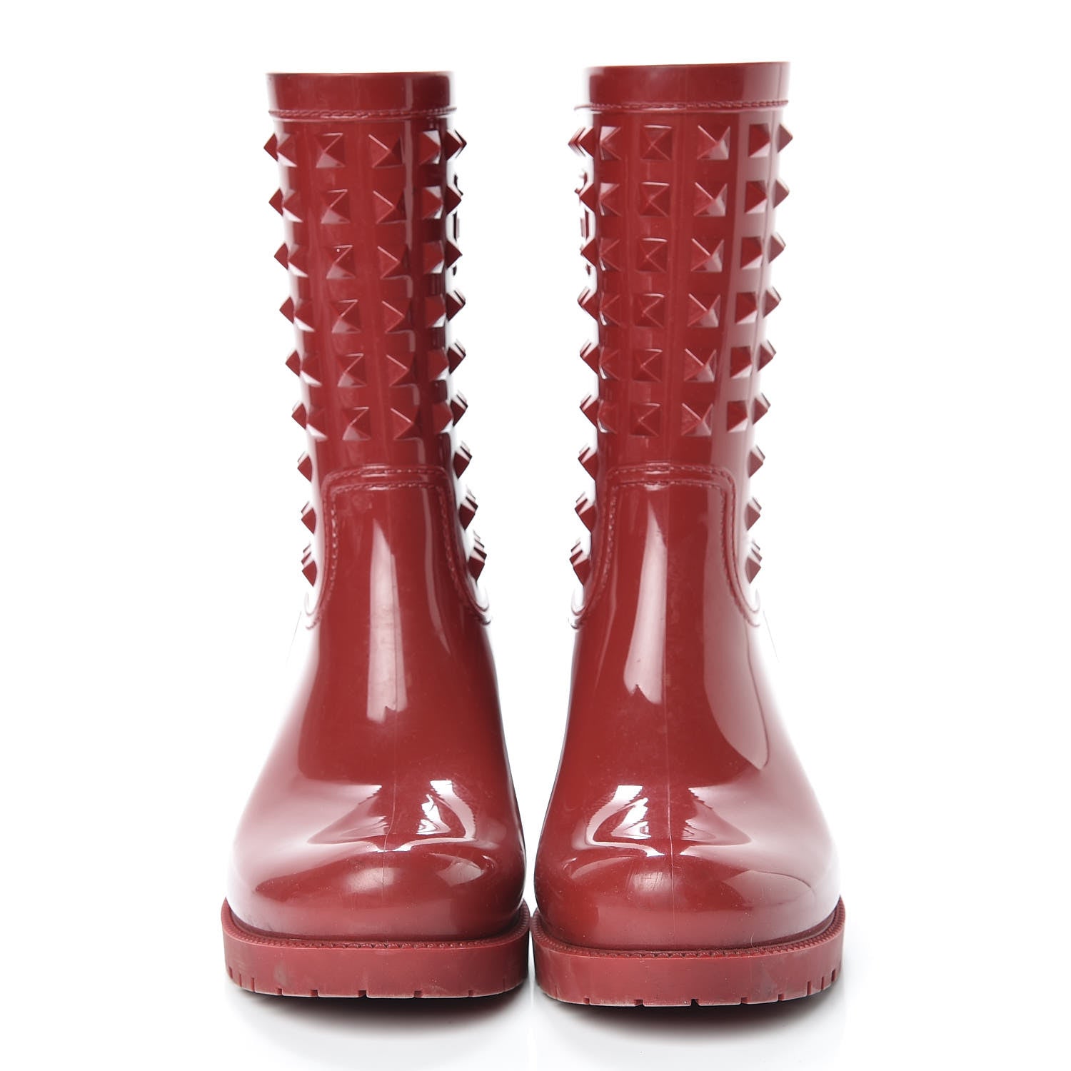Valentino Garavani Rubber Rockstud Short Rainboots 36 Red 2 of 17
