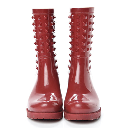 Valentino Garavani Rubber Rockstud Short Rainboots 36 Red 2 of 17