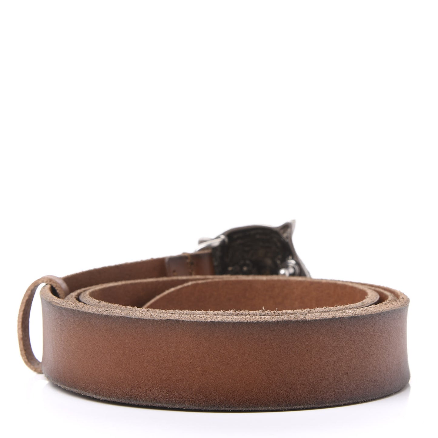 Calfskin Brass Feline Buckle Belt 95 38 Toscano