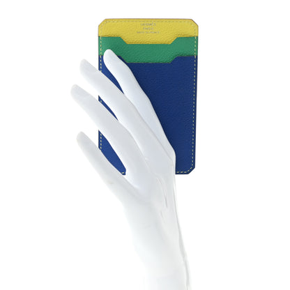 Hermes Evercolor City 3CC Colorblock Card Holder Menthe Soufre Bleu France 2 of 8