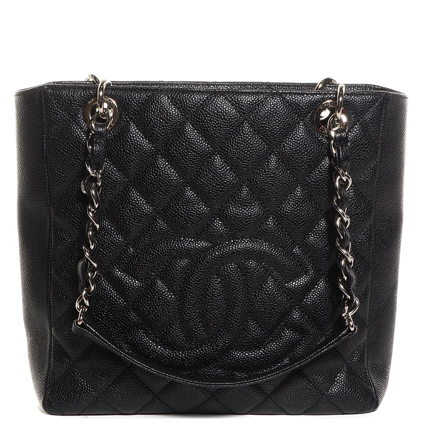 Caviar Quilted Petit Shopping Tote PST Black