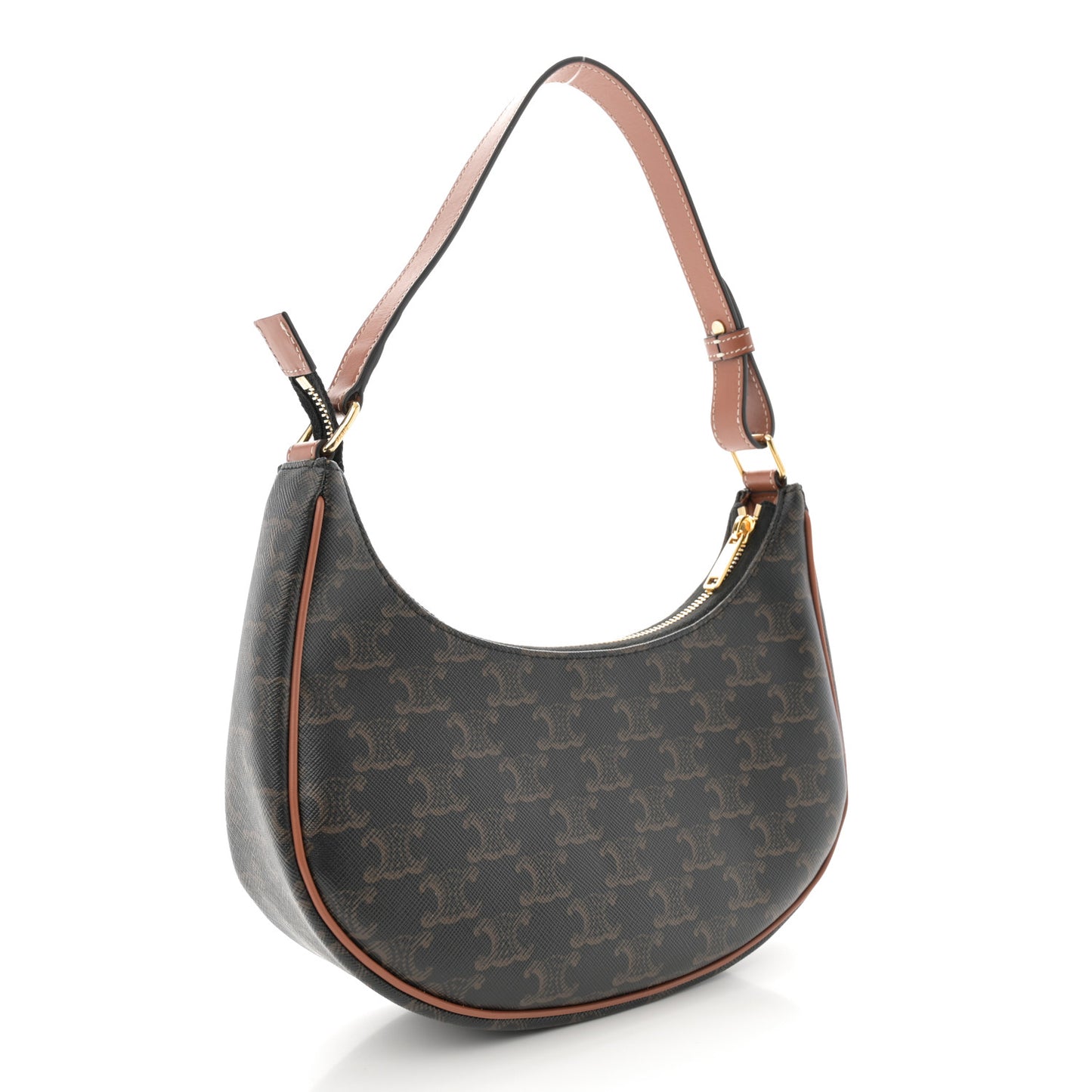 Triomphe Canvas Calfskin Ava Shoulder Bag Tan