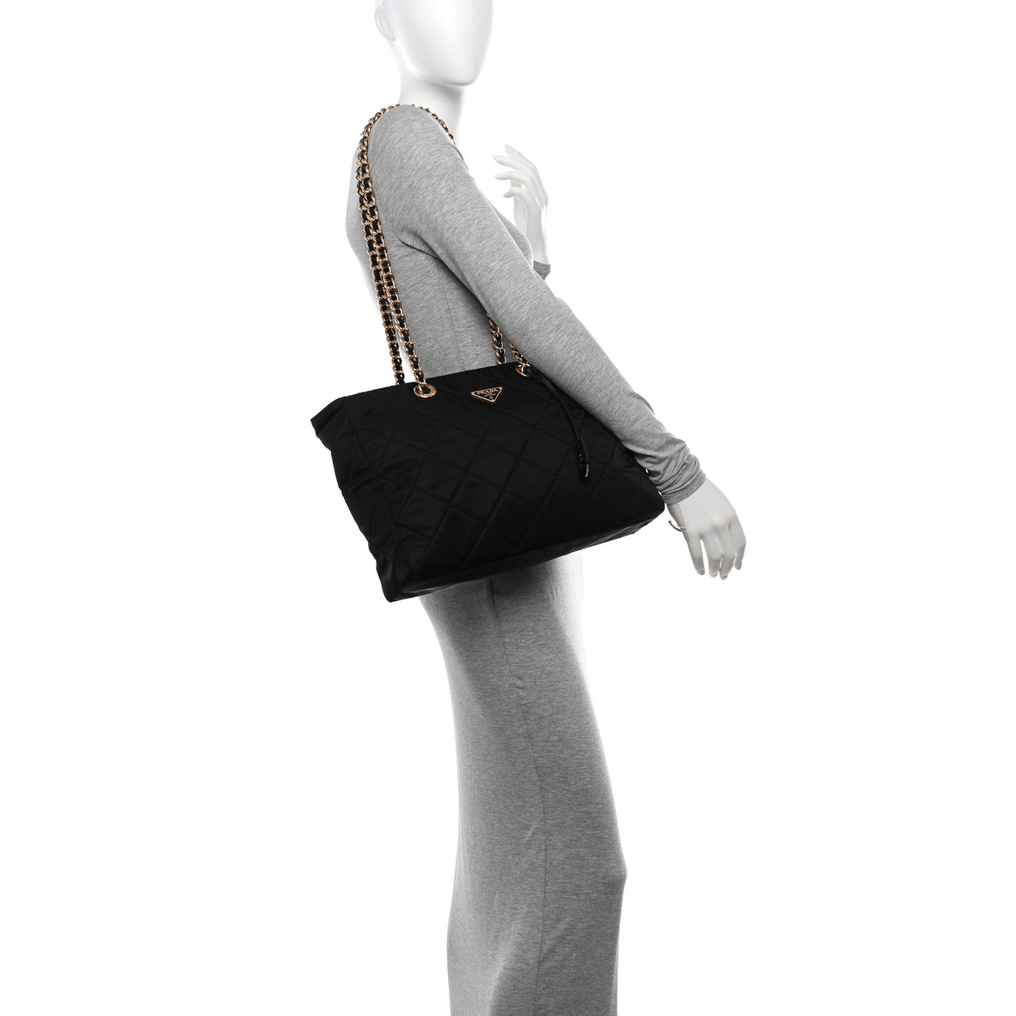 Re-Nylon Impuntu Quilted Re-Edition 1995 Chaine Medium Tote Bag Black