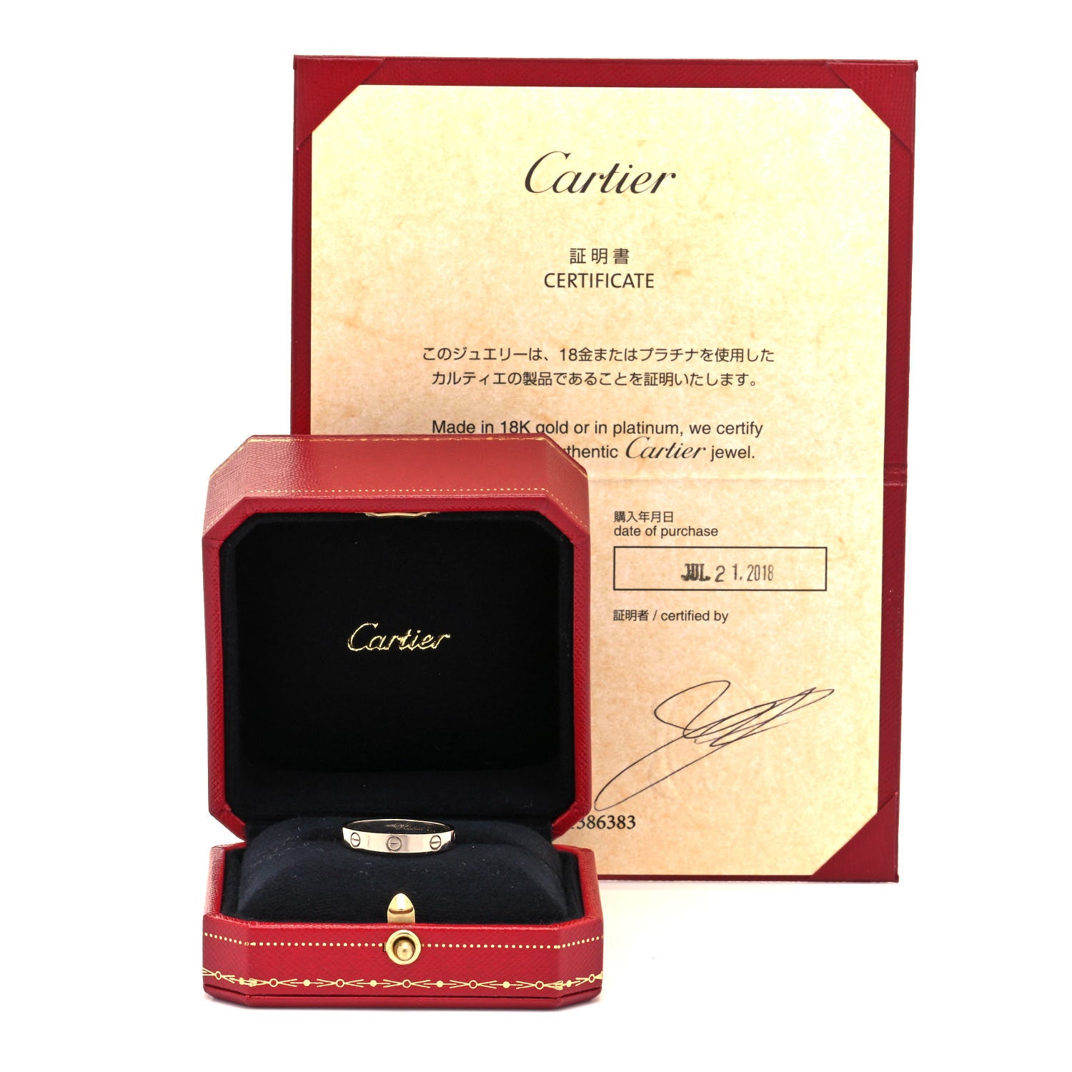 Cartier 18K White Gold 3.5mm LOVE Wedding Band Ring 61 9.5 5 of 5