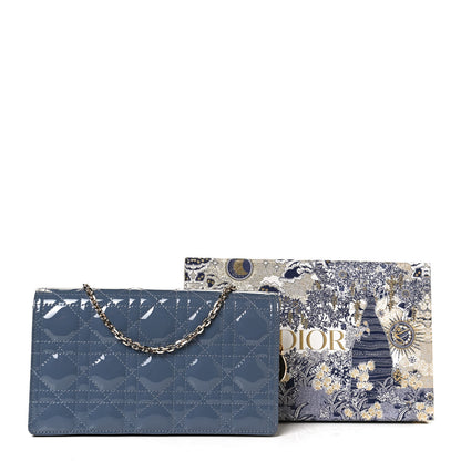 Christian Dior Patent Cannage Lady Dior Clutch Denim Blue 10 of 10