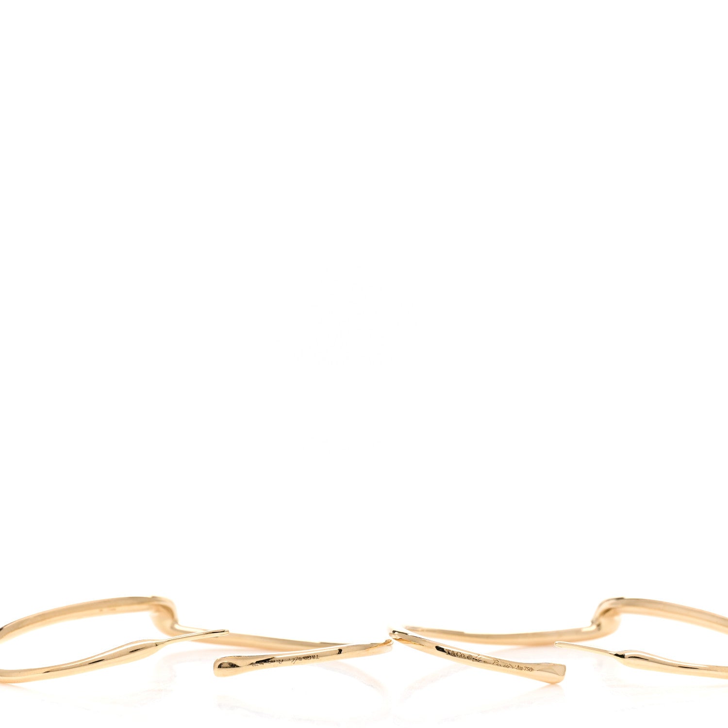 Tiffany 18K Yellow Gold Medium Elsa Peretti Open Heart Hoop Earrings 4 of 4