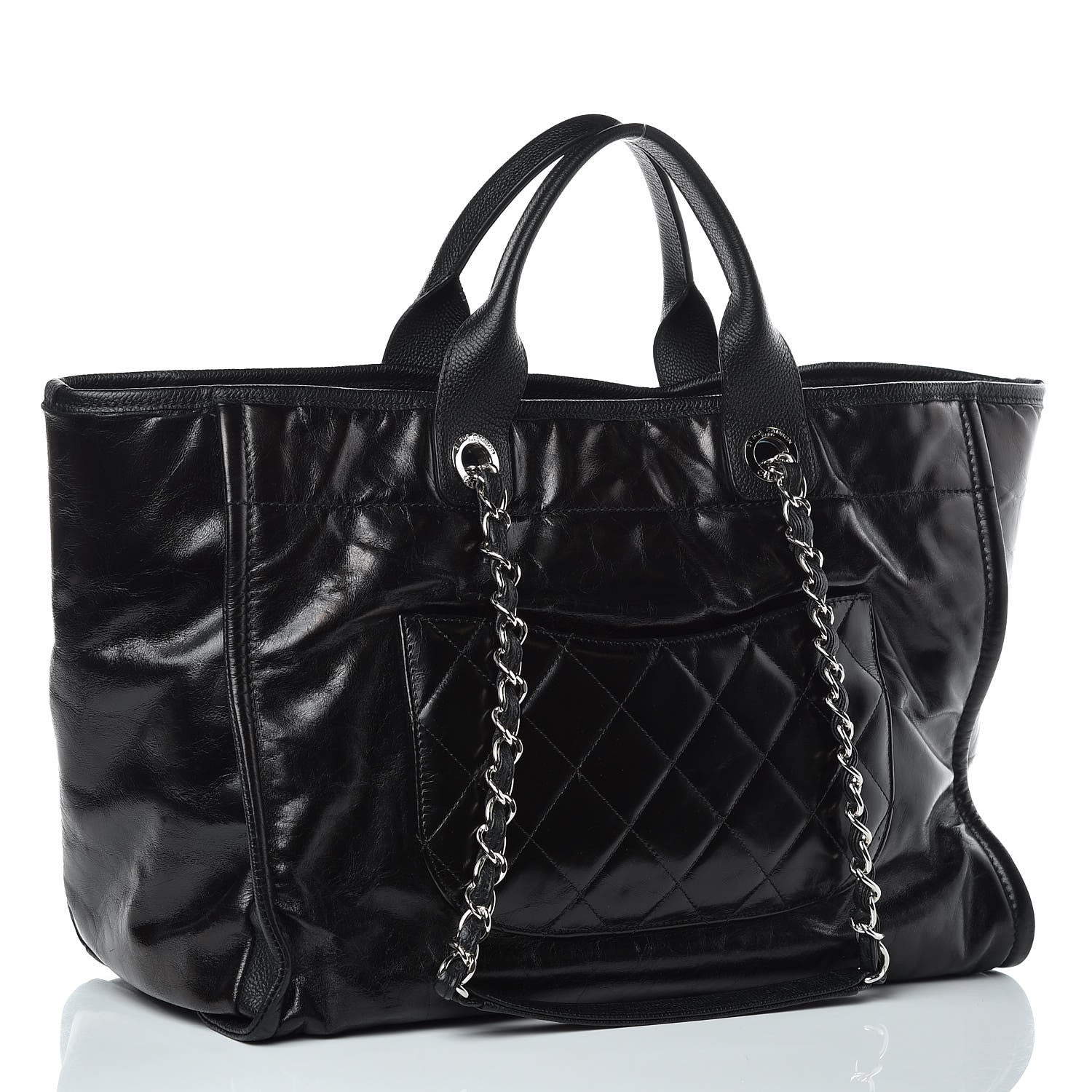 Chanel Glazed Calfskin Large Deauville Tote Black 3 of 9