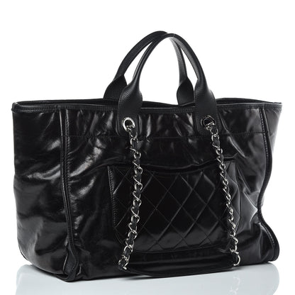 Chanel Glazed Calfskin Large Deauville Tote Black 3 of 9