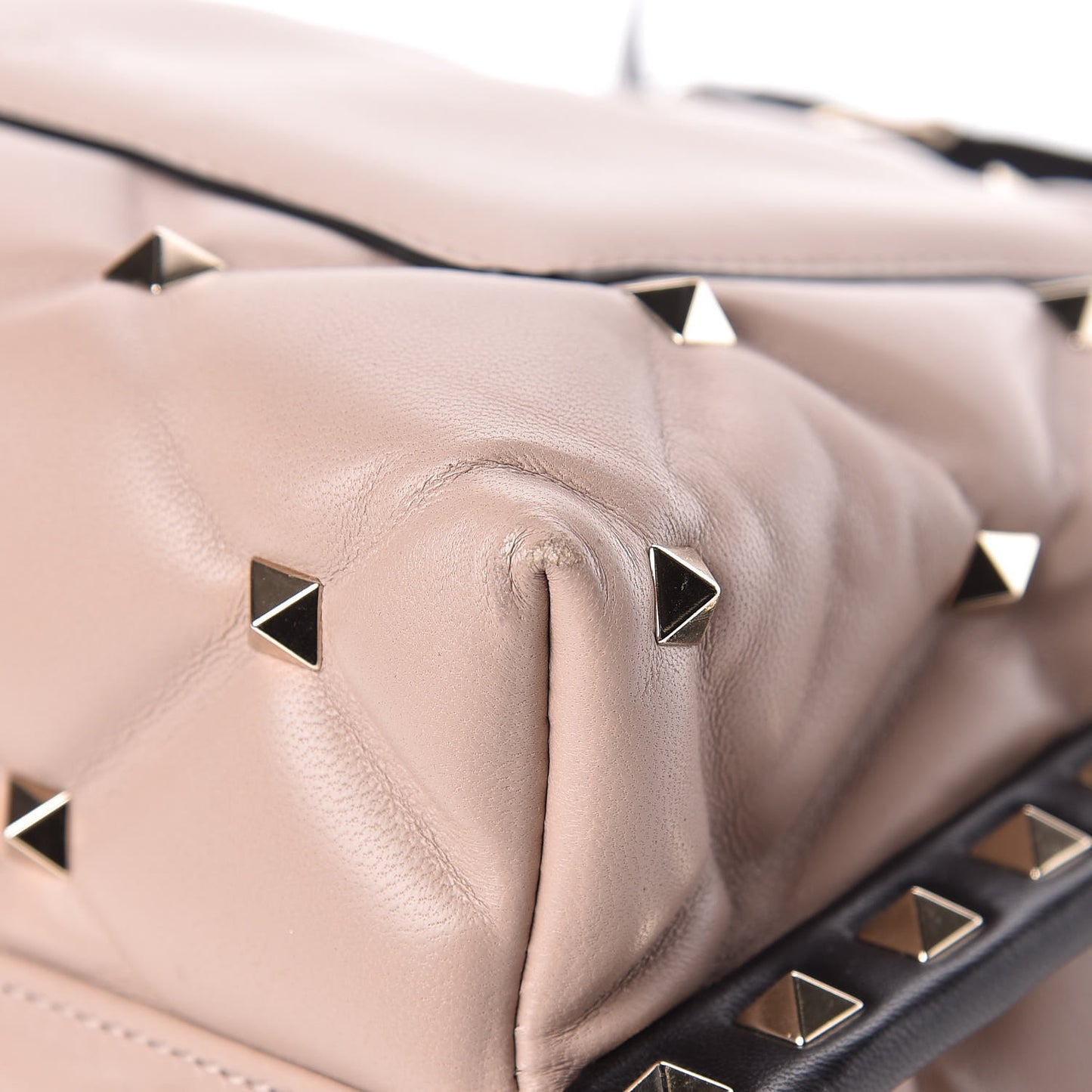 Nappa Medium Candystud Top Handle Bag Black Poudre