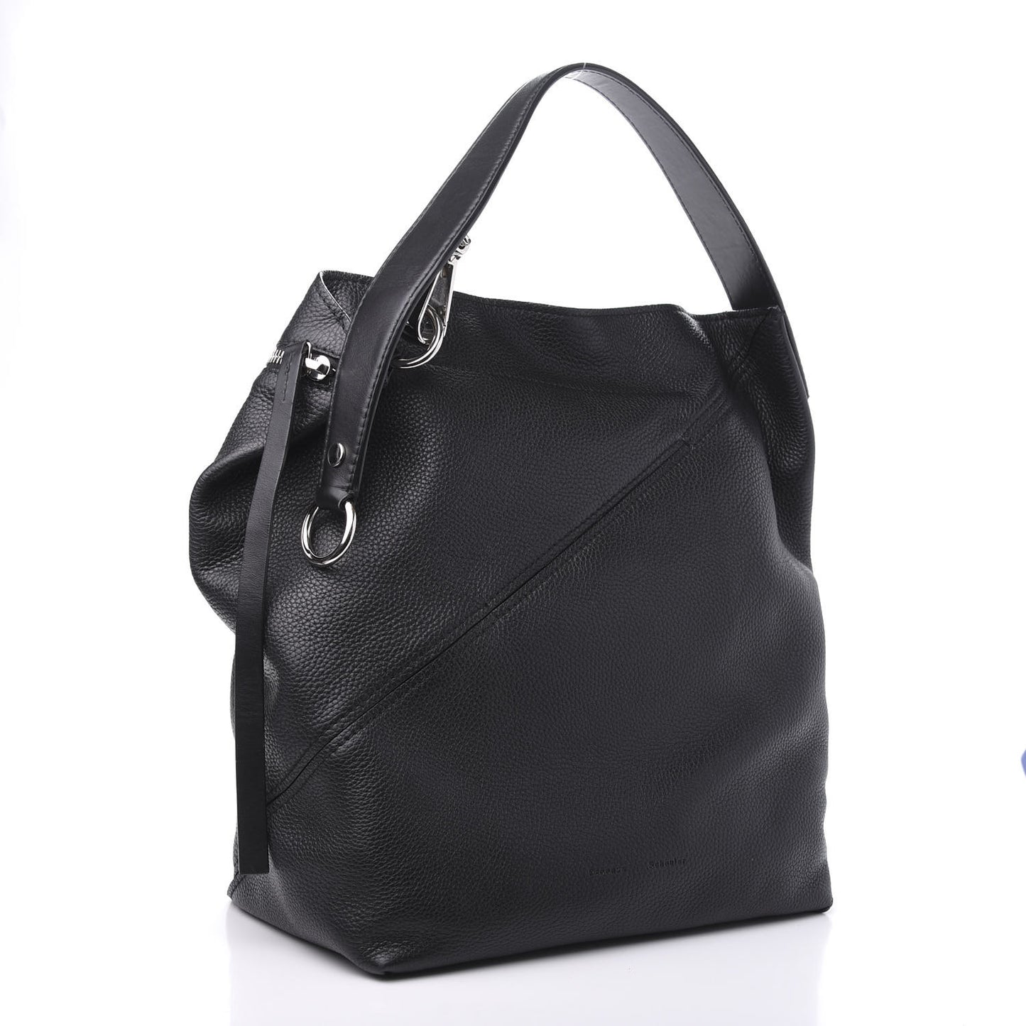 Pebbled Calfskin Medium Zip Hobo Black