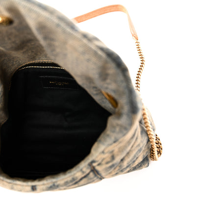 Saint Laurent Denim Quilted Toy Loulou Puffer Monogram Chain Satchel Blue Cinnamon 5 of 10