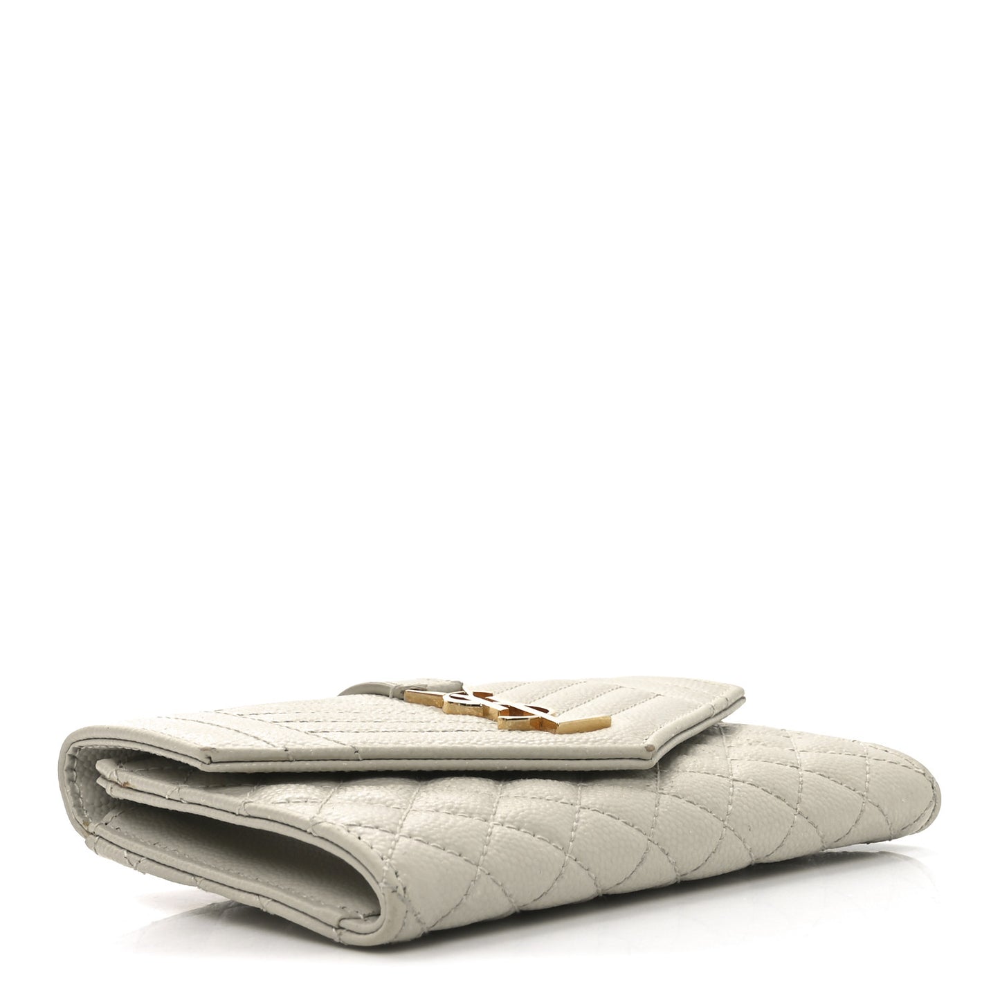 Grain De Poudre Textured Mixed Matelasse Triquilt Small Monogram Envelope Wallet Blanc Vintage