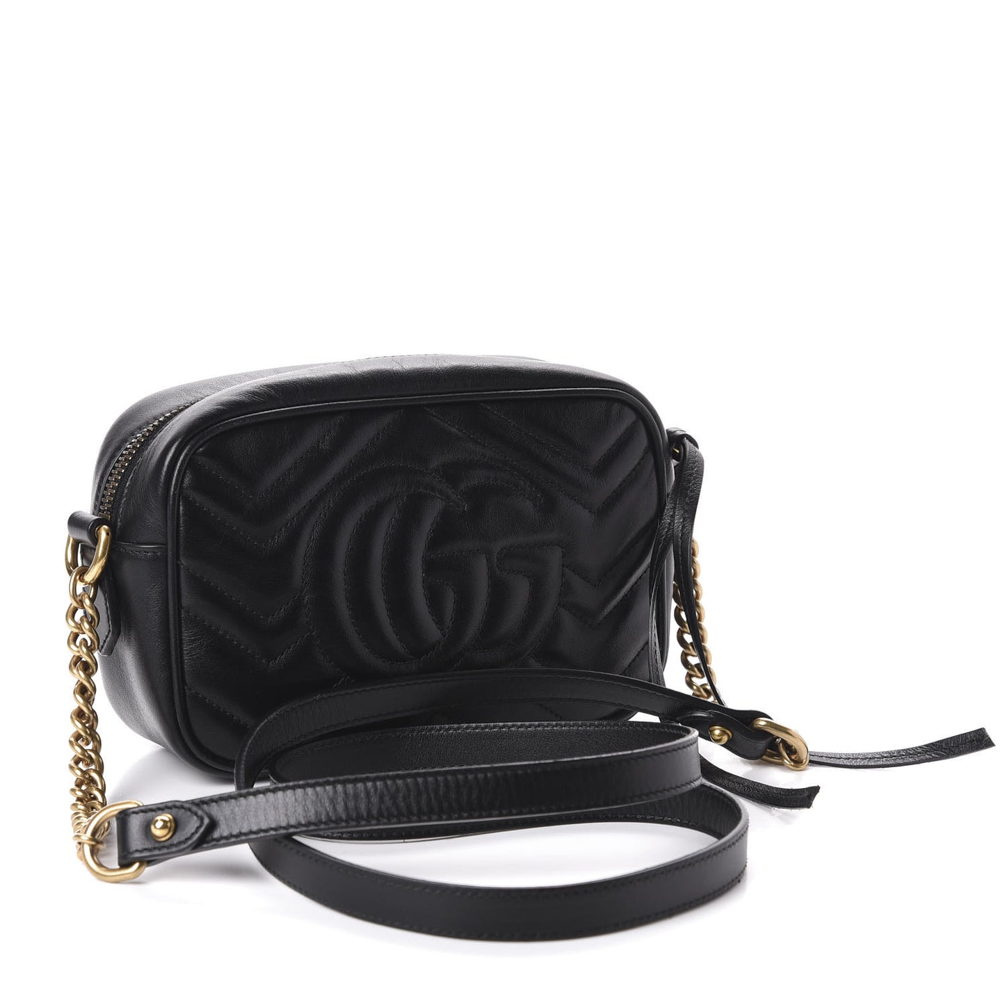 Calfskin Matelasse Mini GG Marmont Chain Shoulder Bag Black