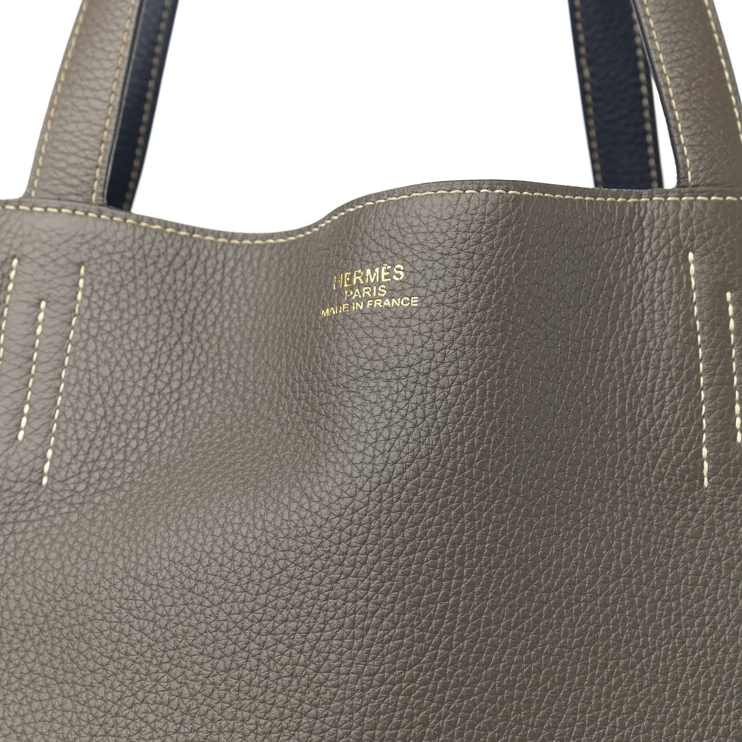 Hermes Taurillon Clemence Double Sens 45 Reversible Tote Bleu Nuit Etain 10 of 16