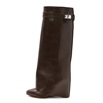 Givenchy Calfskin Shark Lock Pant Boots 37 Marron Fonce 1 of 11