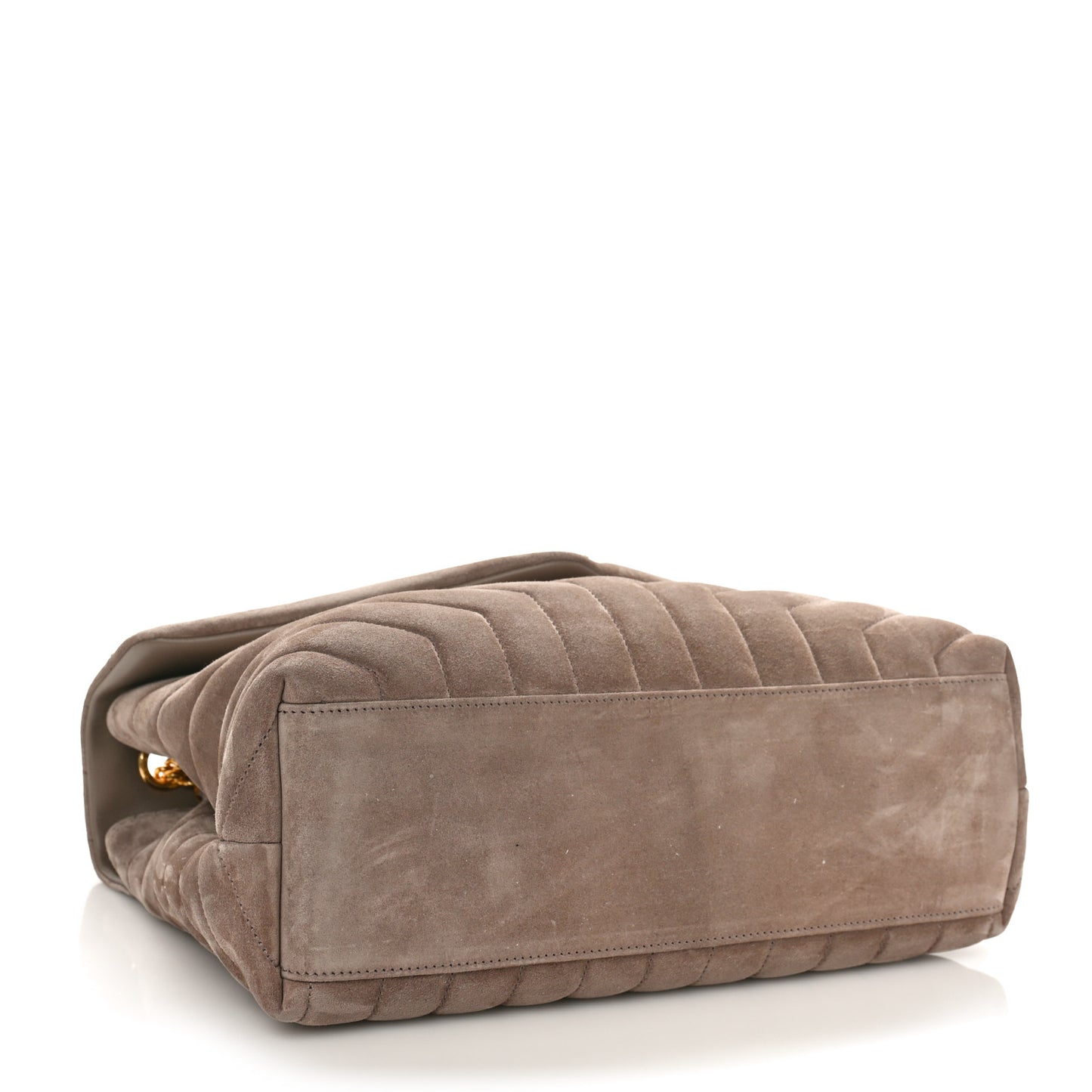Suede Y Quilted Monogram Medium Loulou Chain Satchel Taupe