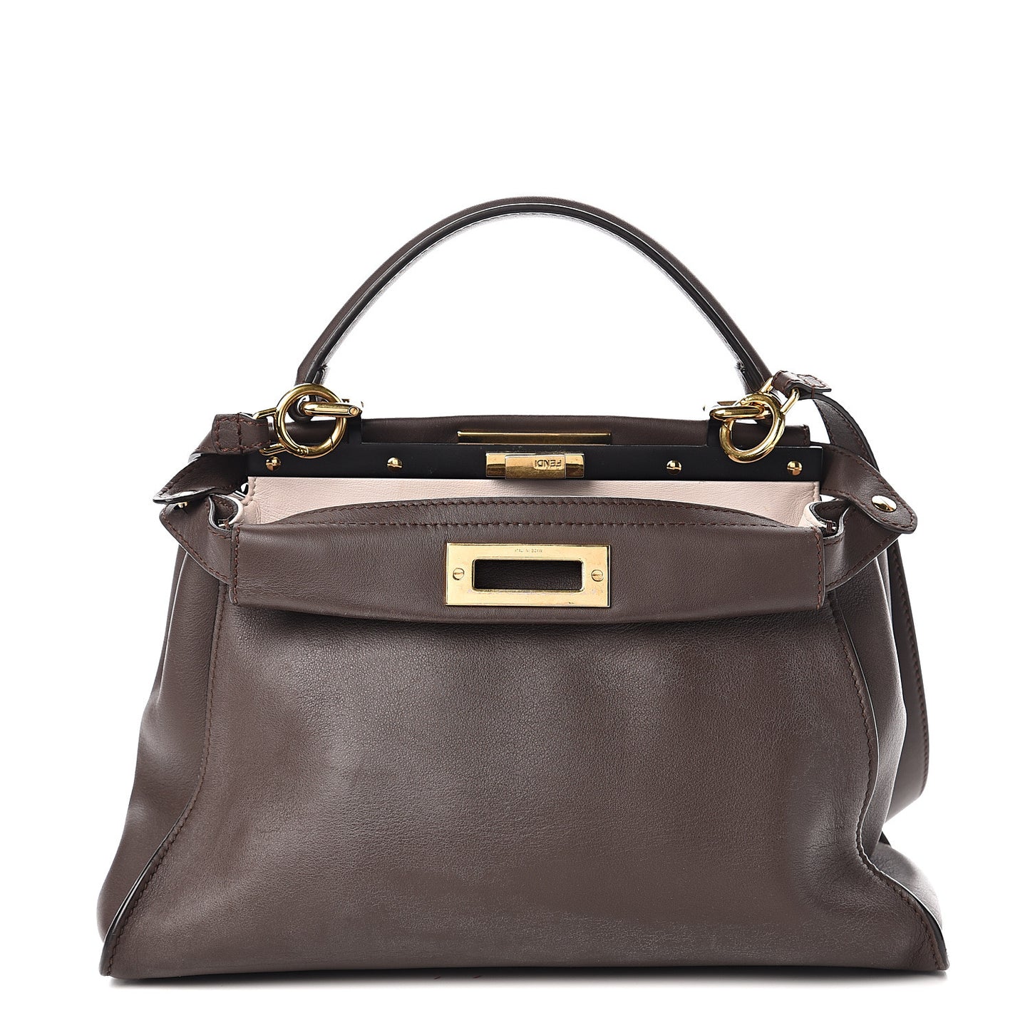 Vitello Seta Shiny Nappa Medium Peekaboo Iconic Satchel Moresco Rosa Doll