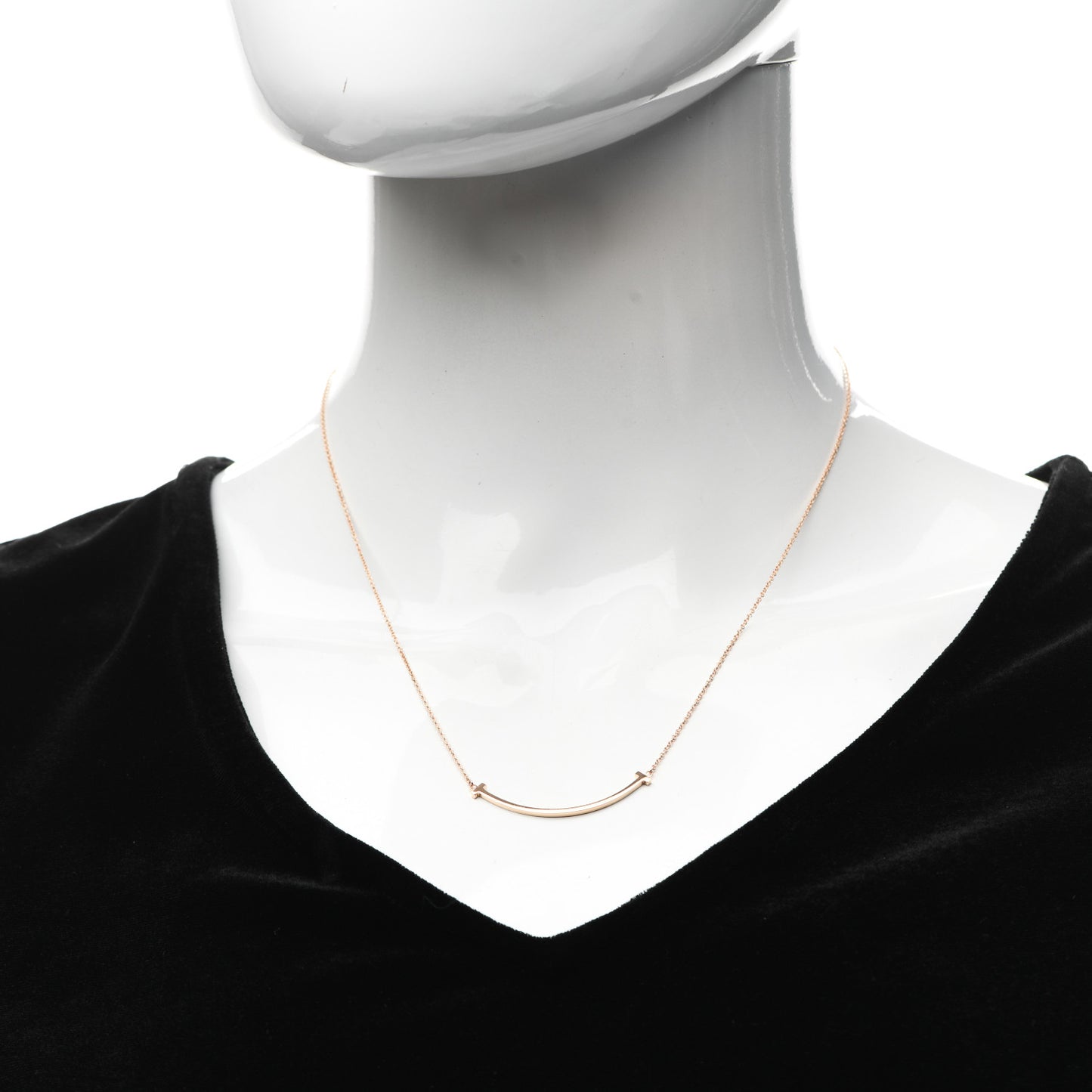 18K Rose Gold Small T Smile Pendant Necklace
