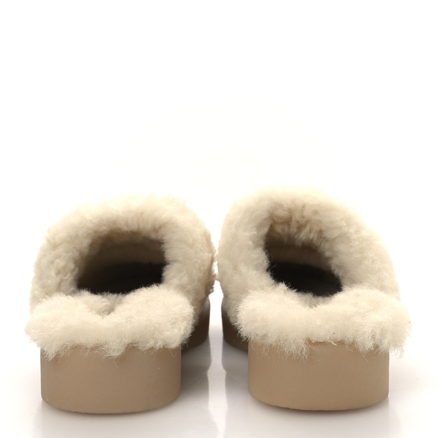 Chanel Suede Shearling CC Cap Toe Mules 38.5 Beige Black 6 of 11