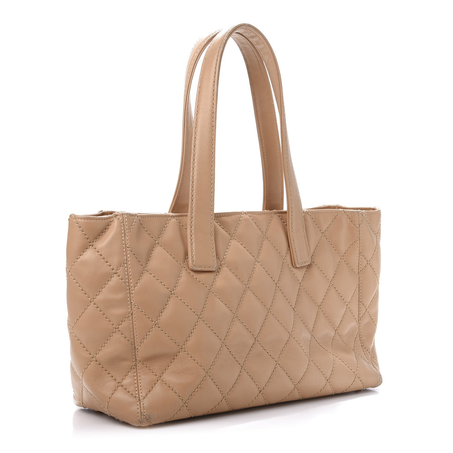 Calfskin Wild Stitch Medium Tote Beige