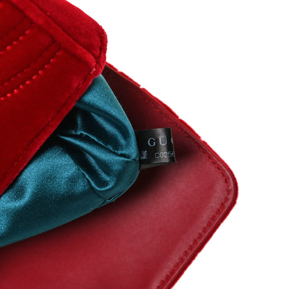 Gucci Velvet Matelasse Mini GG Marmont Shoulder Bag Hibiscus Red 8 of 12