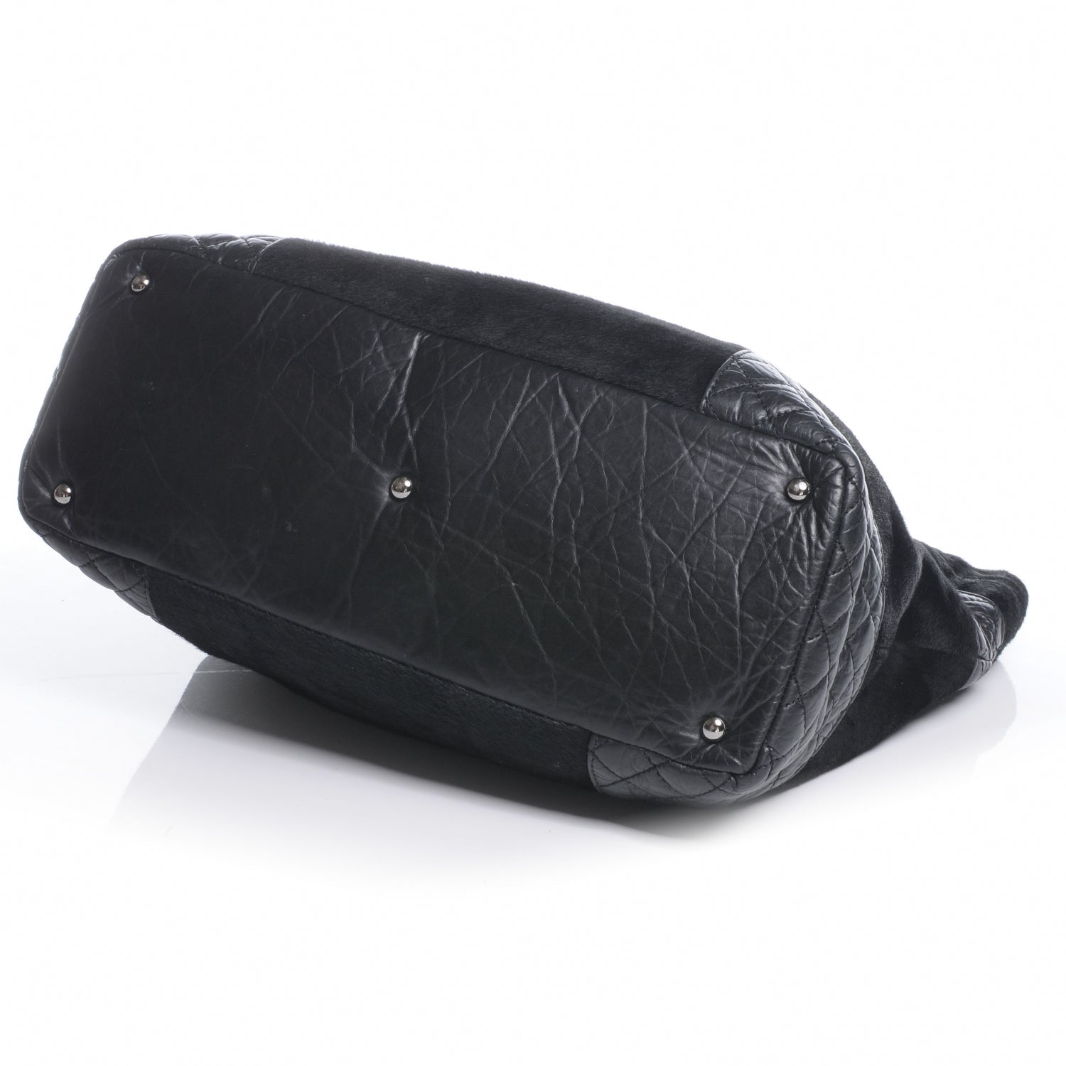 Chanel Pony Hair Quilted Drawstring Tote Black 4 of 7