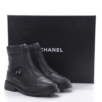 Chanel Calfskin Nylon CC Ankle Snow Boots 35.5 Black 8 of 8