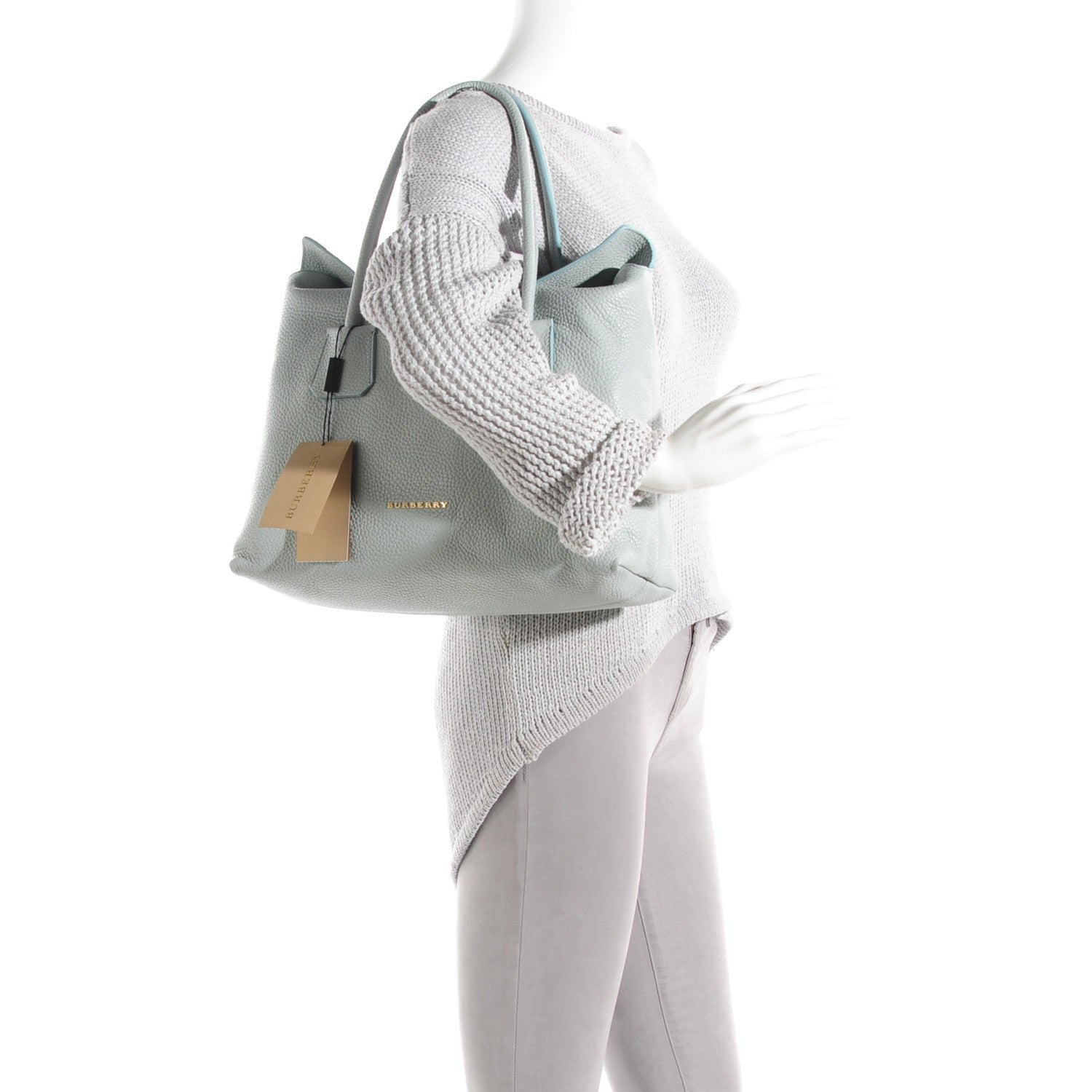Burberry London Grainy Calfskin Medium Baynard Tote Sky Blue 3 of 10