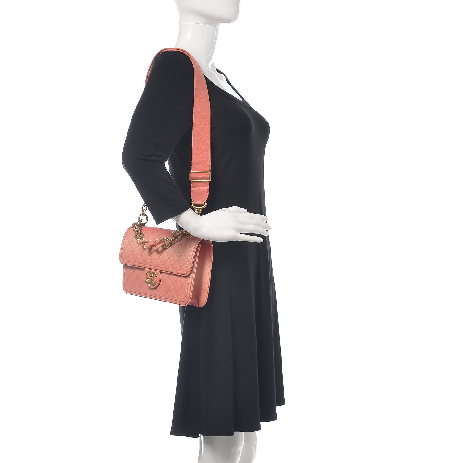 Chanel Caviar Quilted Medium Sunset On The Sea Flap Coral 2 of 9