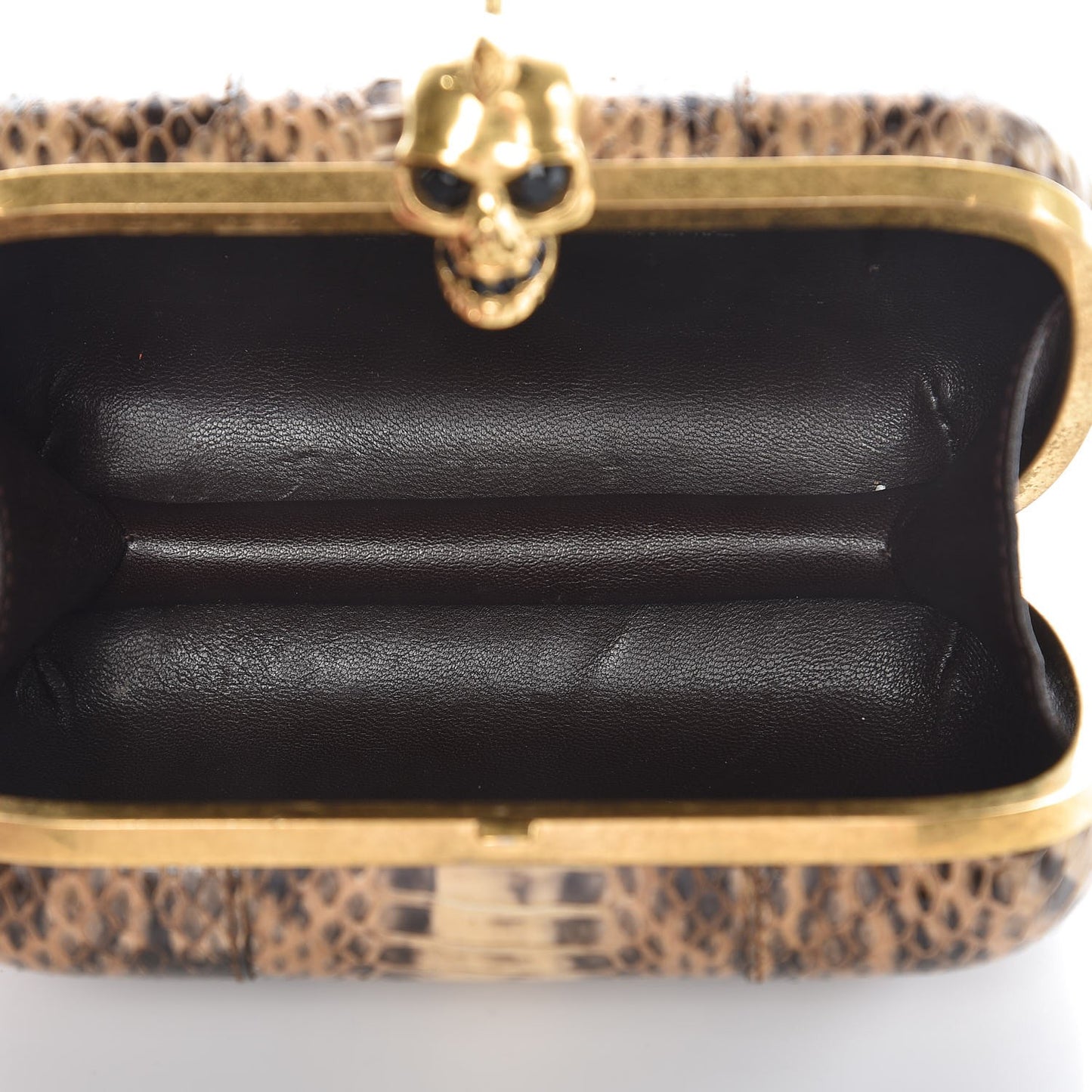 Python Skull Box Clutch Brown