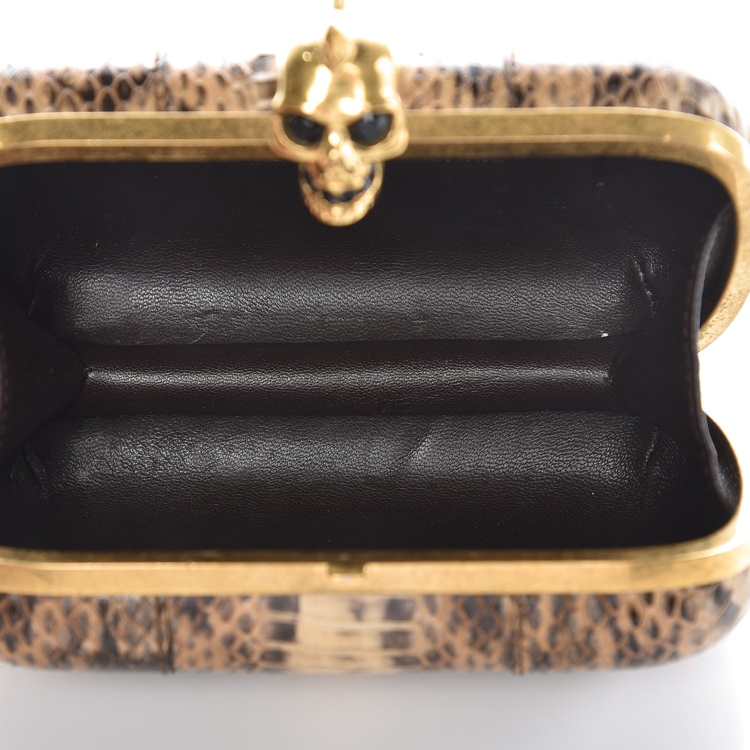 Alexander McQueen Python Skull Box Clutch Brown 5 of 9