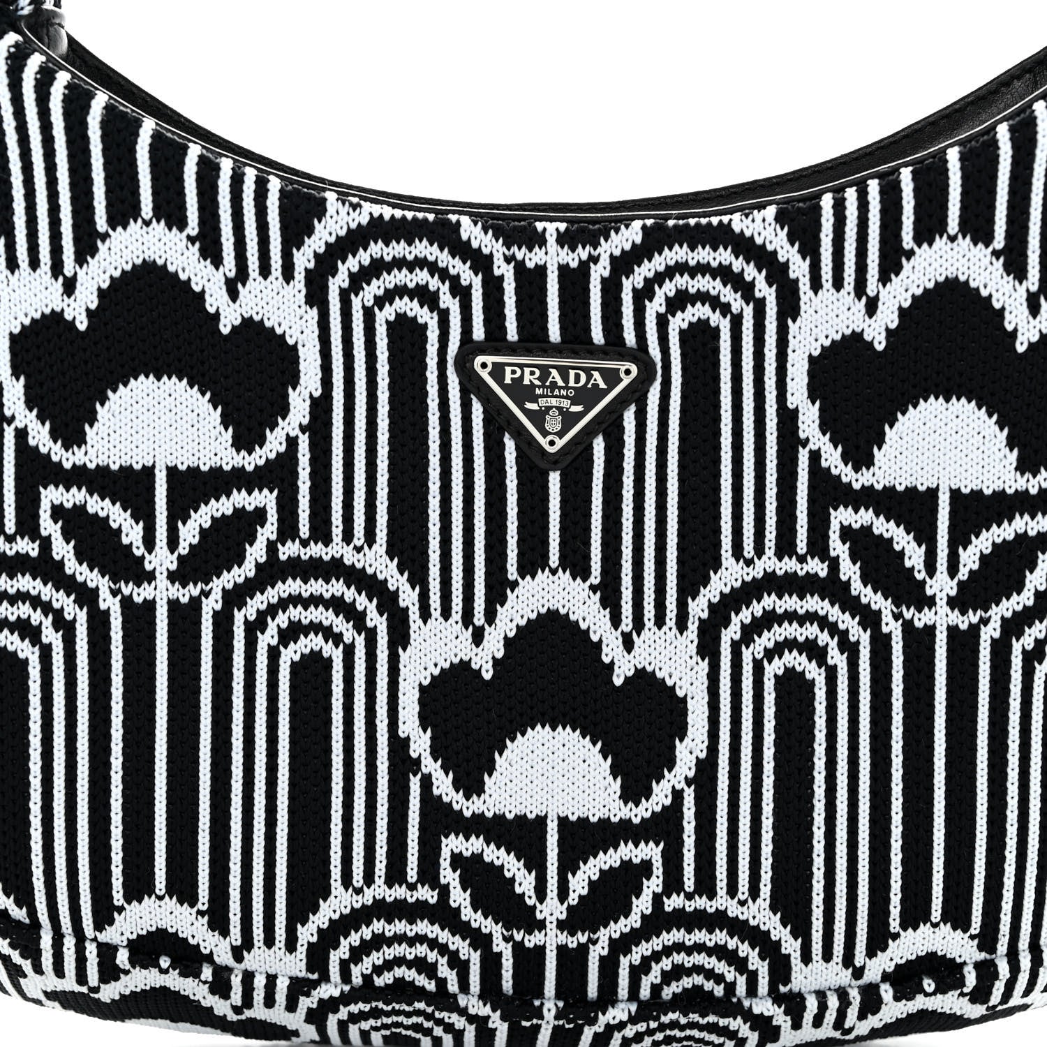 Prada Maglia Jacquard Cleo Shoulder Bag Black White 7 of 10