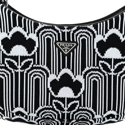 Prada Maglia Jacquard Cleo Shoulder Bag Black White 7 of 10