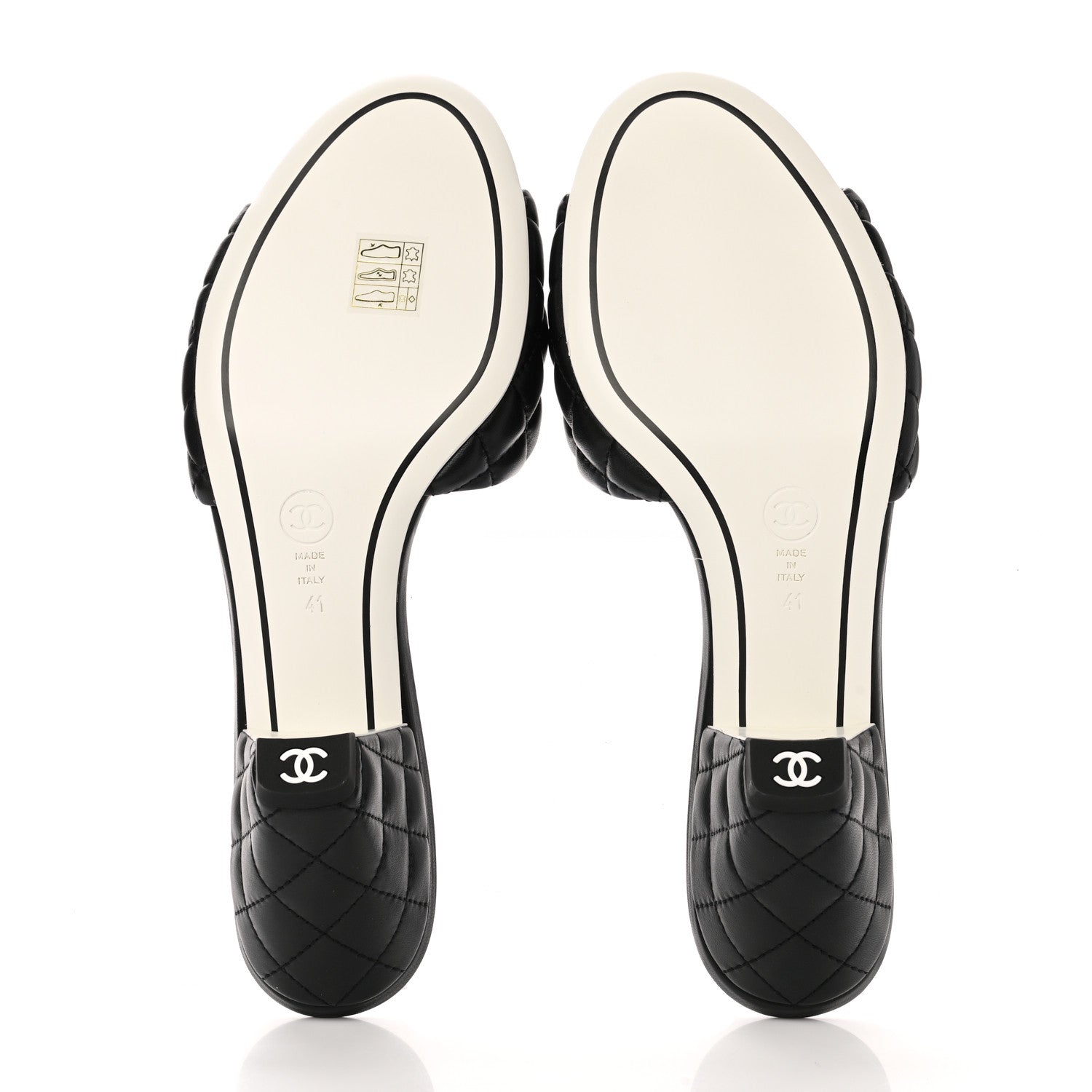 Chanel Lambskin Quilted Textured CC Mules 41 Black 5 of 9
