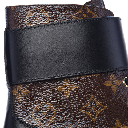Louis Vuitton Calfskin Monogram Wonderland Flat Ranger Boots 38 Black 8 of 9