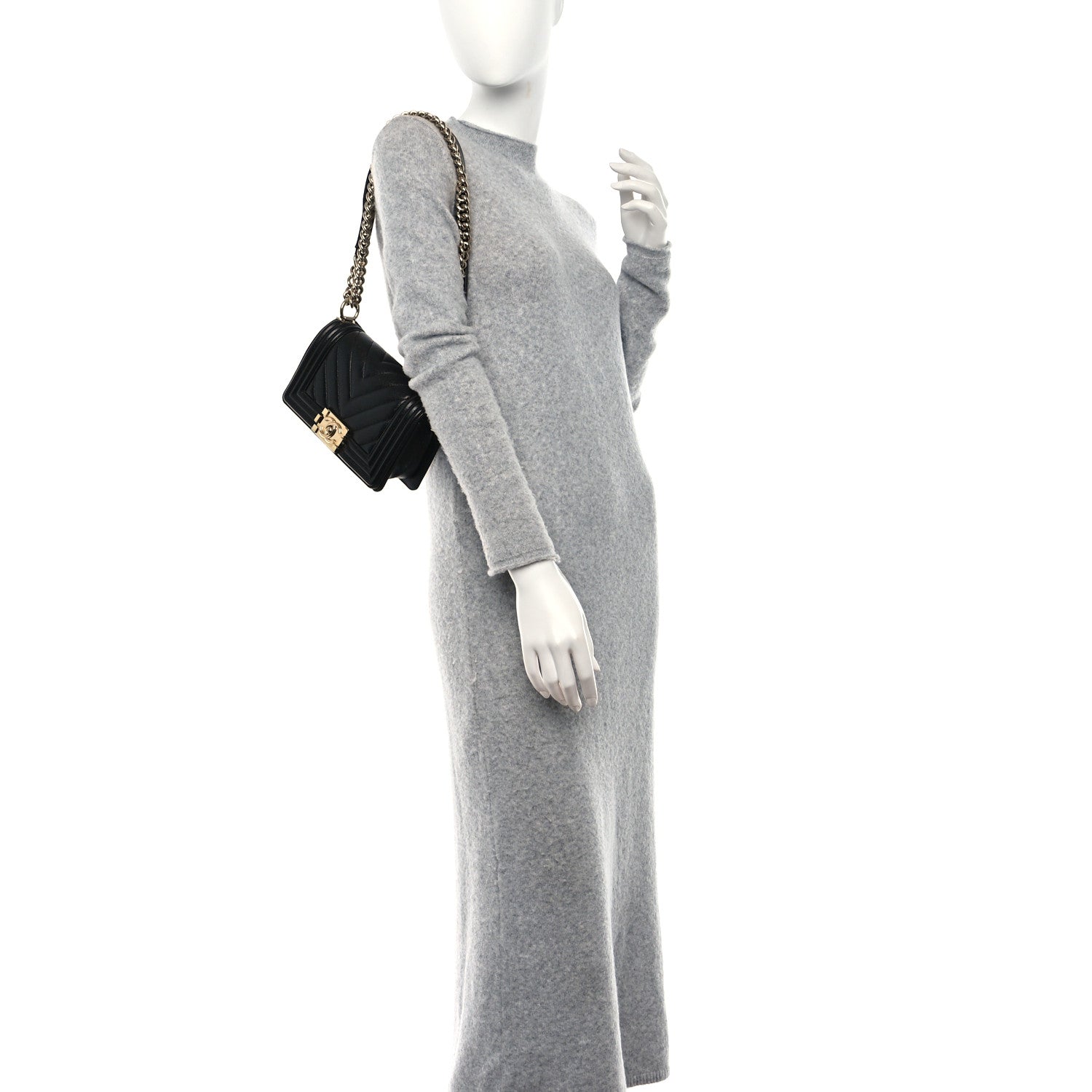 Chanel Calfskin Chevron Quilted Small Boy Flap Black 2 of 10