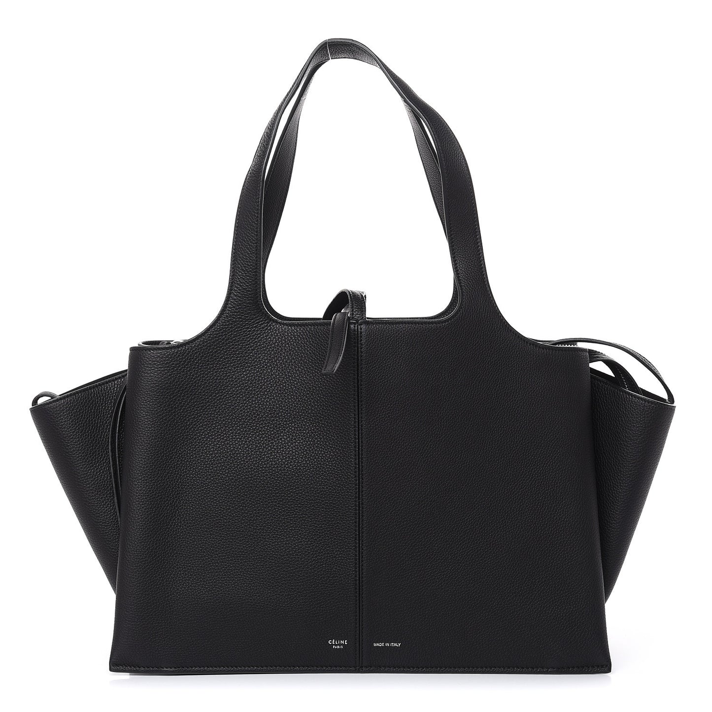 Baby Grained Calfskin Medium Tri-Fold Bag Black