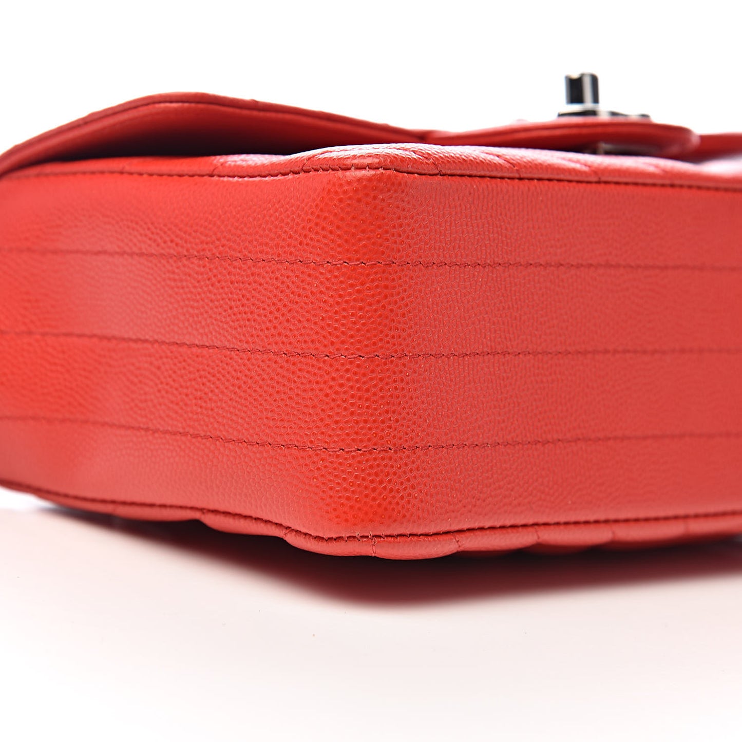 Caviar Chevron Quilted Mini Rectangular Flap Red