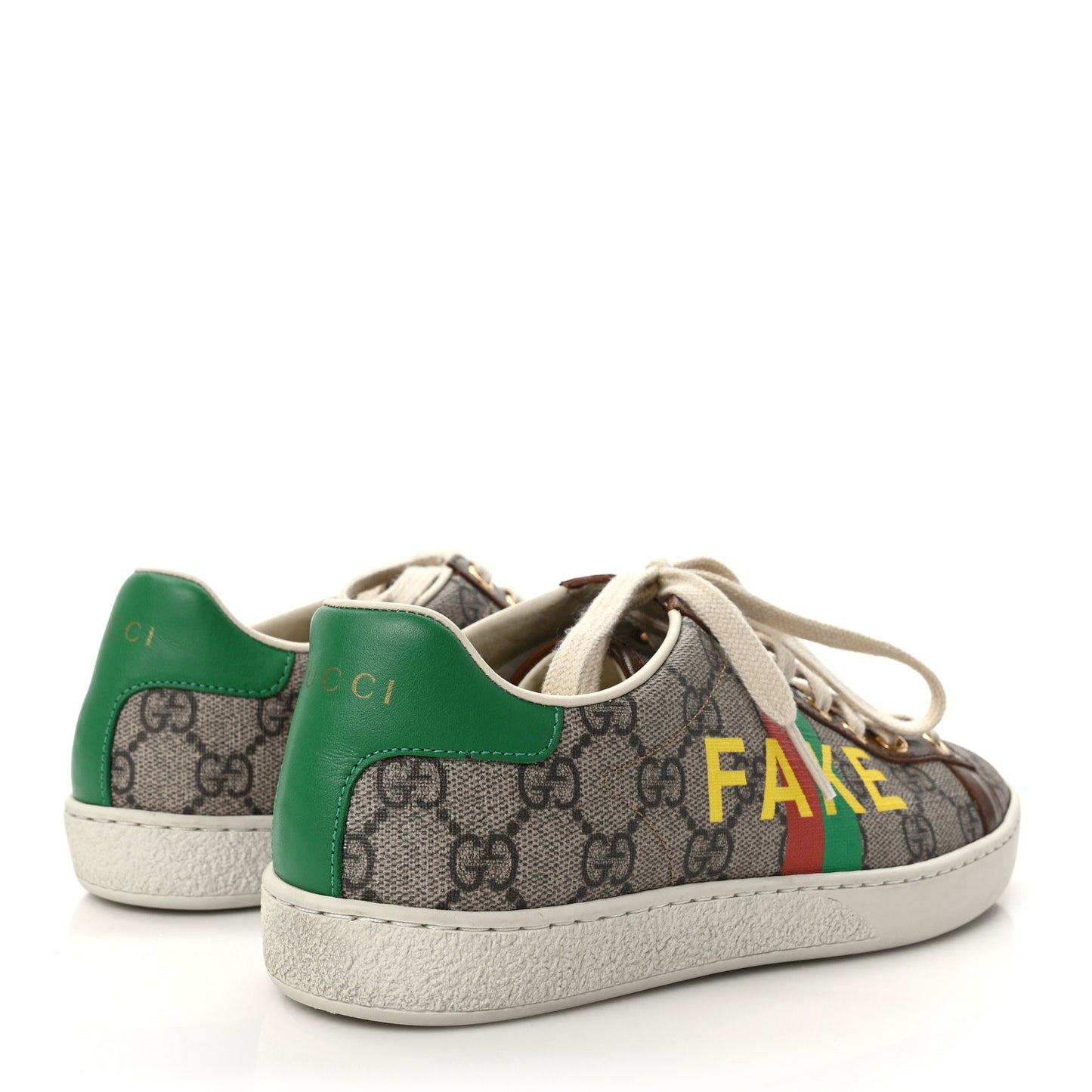 GG Supreme Monogram Fake/Not Womens Ace Sneakers 35.5 Beige New Shamarock 35.5 Brown Sugar