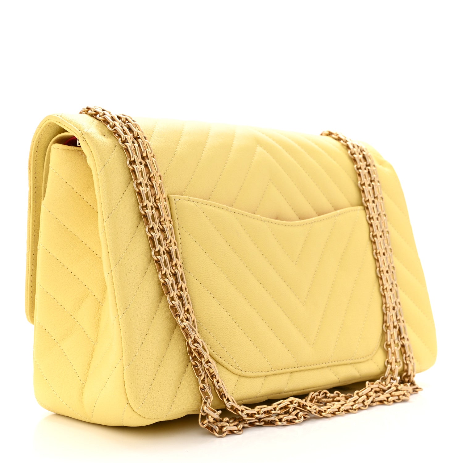 Chanel Sheepskin Chevron Quilted 2.55 Reissue 226 Flap Yellow 3 of 11
