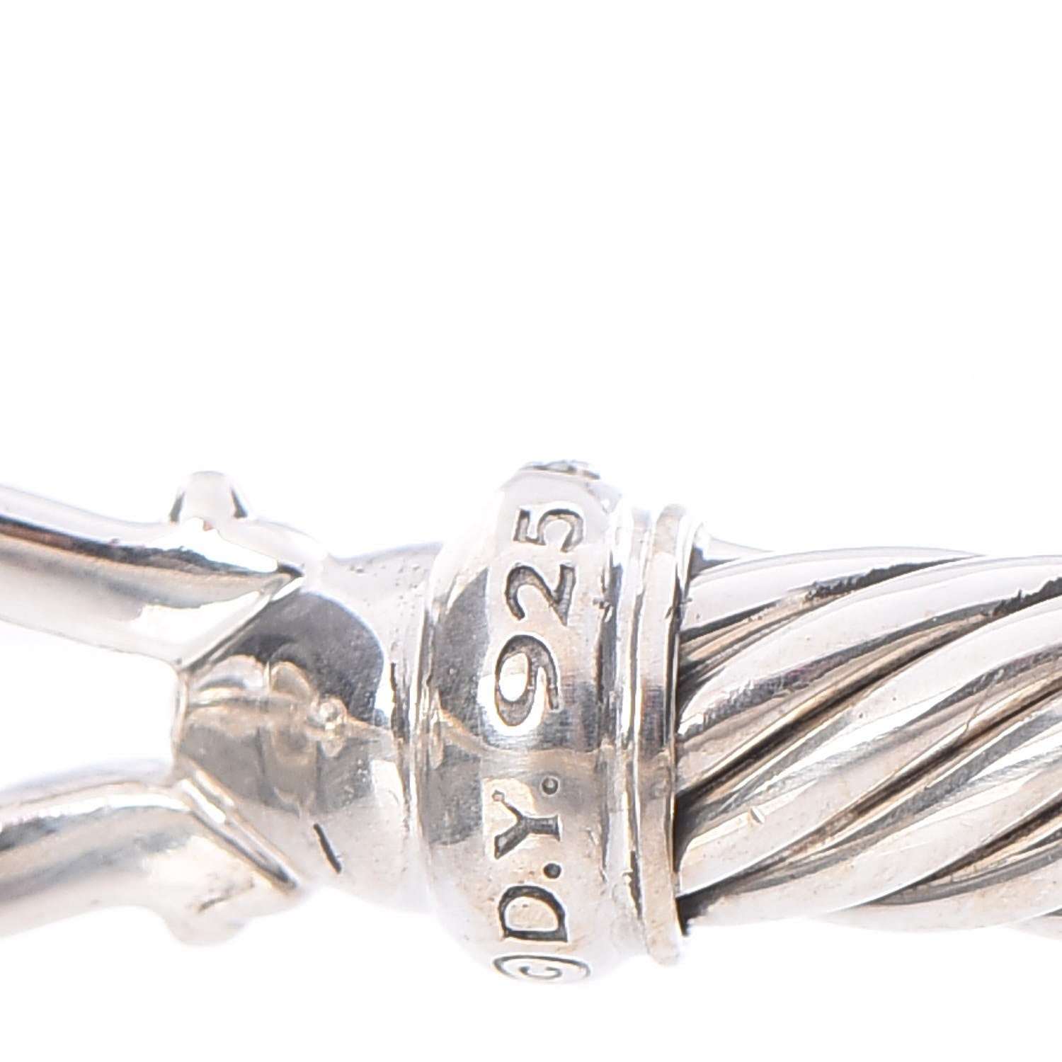 David Yurman Sterling Silver Diamond 5mm Cable Buckle Bracelet 6 of 7