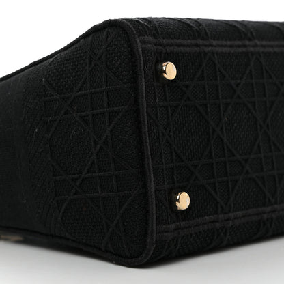 Christian Dior Canvas Embroidered Cannage Medium Lady D-Lite Black 9 of 10