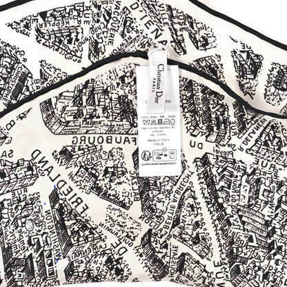 Christian Dior Silk Plan De Paris Print Diamond Scarf White 2 of 3