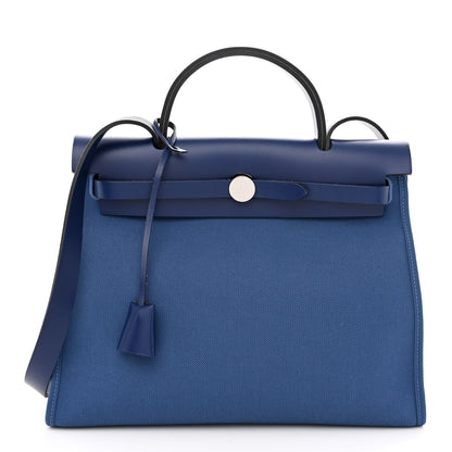 Hermes Military Toile Vache Hunter Herbag Zip PM 31 Deep Bleu Bleu Indigo 3 of 12