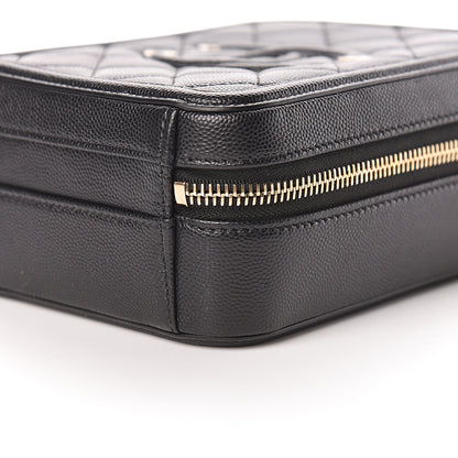 Chanel Caviar Quilted CC North South Filigree Vanity Case Black 9 of 10