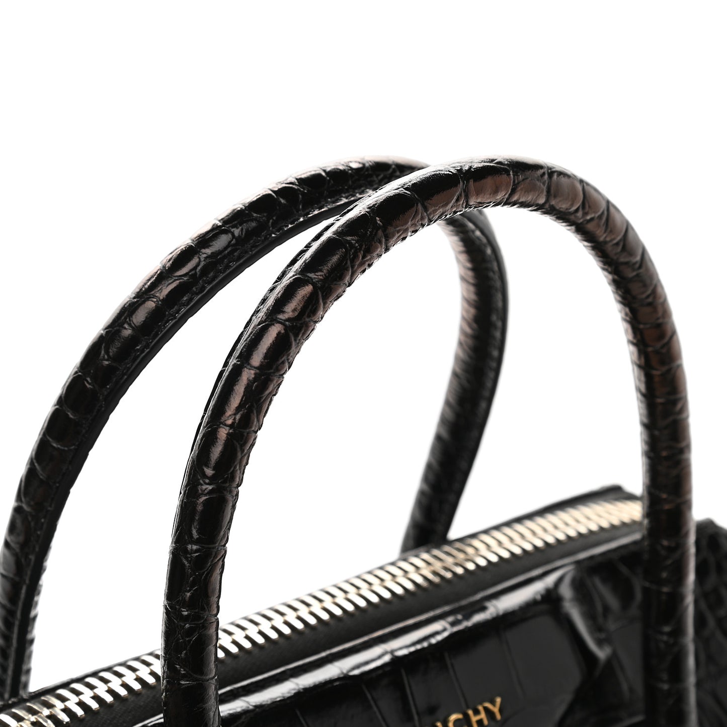Calfskin Crocodile Embossed Small Antigona Black