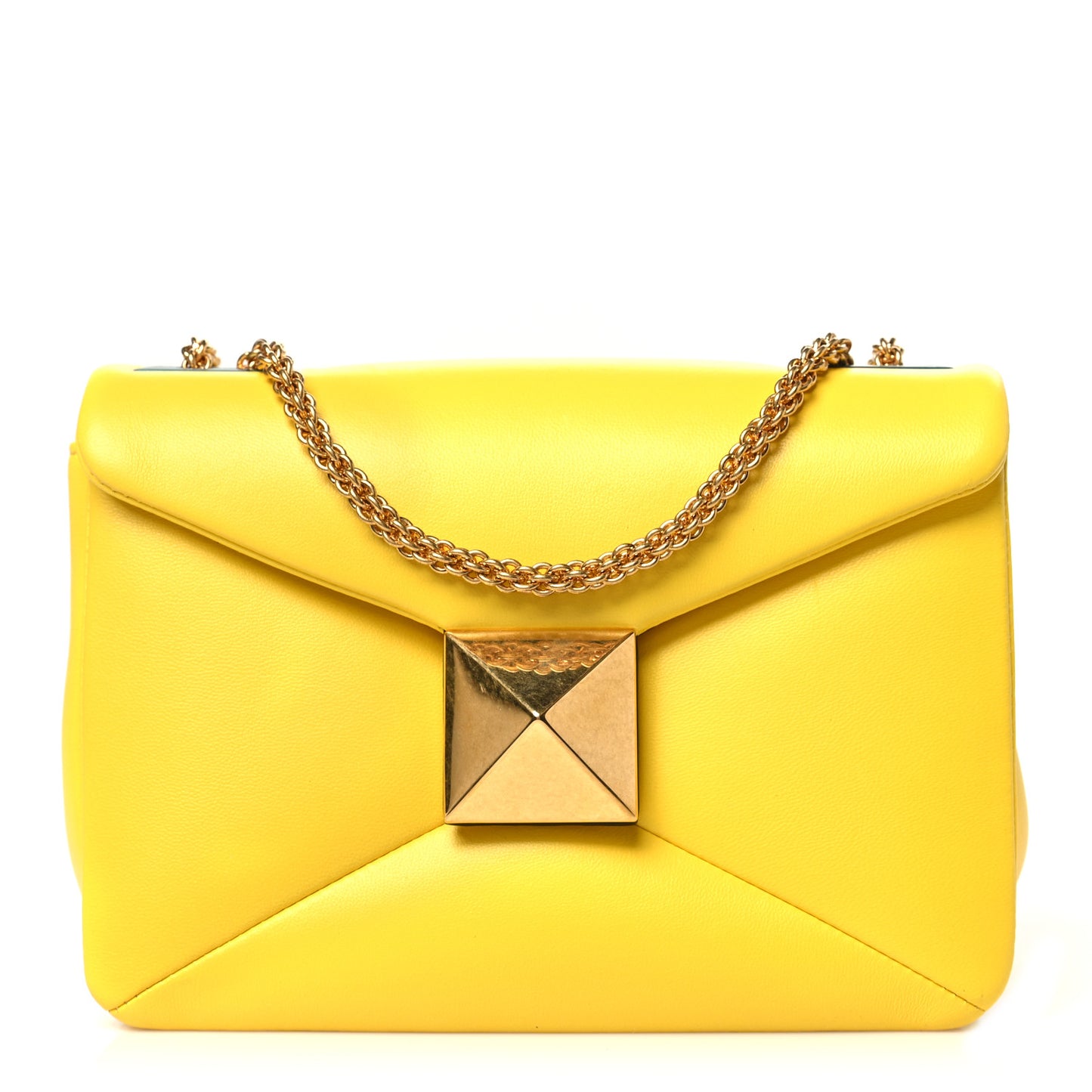 Nappa One Stud Chain Clutch Yellow