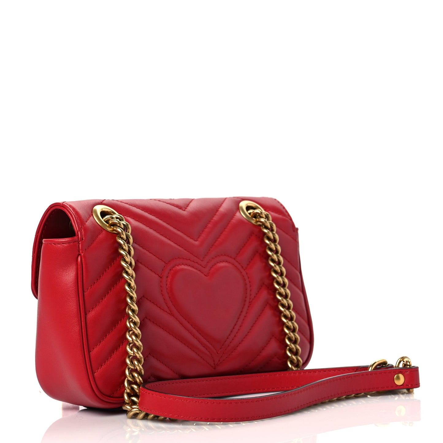 Calfskin Matelasse Mini GG Marmont Shoulder Bag Hibiscus Red