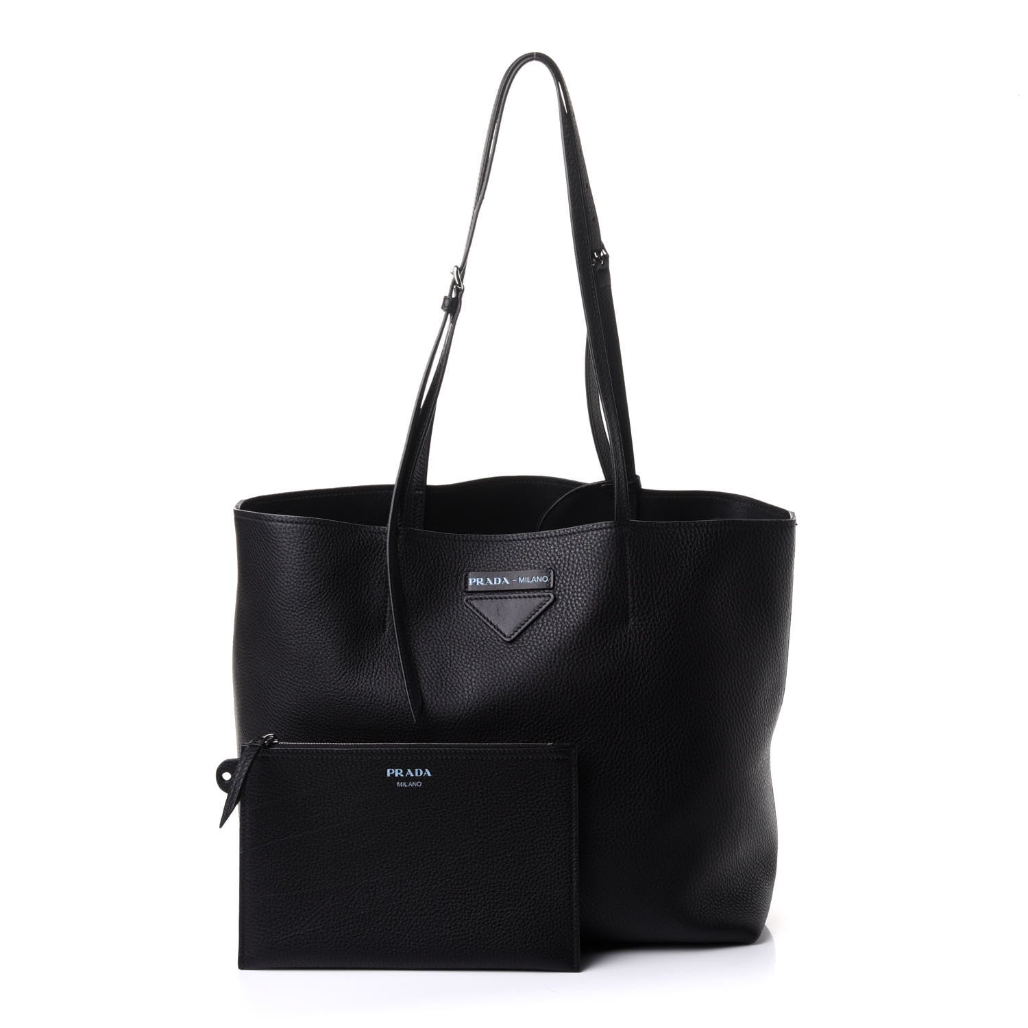 Prada Vitello Daino Etiquette Shopping Bag Black 1 of 12
