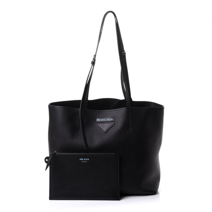Prada Vitello Daino Etiquette Shopping Bag Black 1 of 12